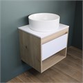 Тумба подвесная с раковиной для ванной 55 см Teymi Ritta корпус дуб фасад белый раковина Lina D41 F03296 1211519