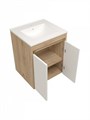 Тумба подвесная с раковиной для ванной 50 см Teymi Netta корпус дуб фасад белый раковина Ritta 50 F16017 1224836