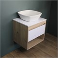 Тумба подвесная с раковиной для ванной 55 см Teymi Ritta корпус дуб фасад белый раковина Kati 43 F03290 1211513