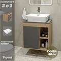 Тумба подвесная с раковиной для ванной 60 см Teymi Nura корпус дуб фасад графит раковина Aina 49 F03465 1211688