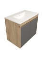 Тумба подвесная с раковиной для ванной 75 см Teymi Netta корпус дуб фасад графит раковина Ritta 75 F16024 1224843