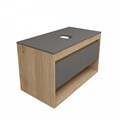 Тумба подвесная с раковиной для ванной 85 см Teymi Ritta корпус дуб фасад графит раковина Helmi S 48 F11699 1220149