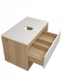 Тумба подвесная с раковиной для ванной 75 см Teymi Ritta корпус дуб фасад белый раковина Helmi Mini 24 F03378 1211601