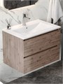 Тумба подвесная с раковиной для ванной 70 см Laina дуб темный раковина Ritta 70 F16039 1224858