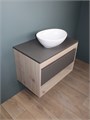 Тумба подвесная с раковиной для ванной 75 см Teymi Ritta корпус дуб фасад графит раковина Lori 40 F03417 1211640