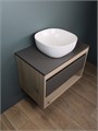 Тумба подвесная с раковиной для ванной 75 см Teymi Ritta корпус дуб фасад графит раковина Solli 41 F03406 1211629