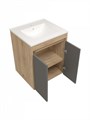 Тумба подвесная с раковиной для ванной 50 см Teymi Netta корпус дуб фасад графит раковина Ritta 50 F16018 1224837