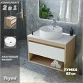 Тумба подвесная с раковиной для ванной 65 см Teymi Ritta корпус дуб фасад белый раковина Lina S D40 F03341 1211564