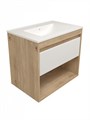 Тумба подвесная с раковиной для ванной 70 см Teymi Vitra корпус дуб фасад белый раковина Ritta 70 F16011 1224830