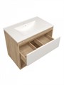 Тумба подвесная с раковиной для ванной 75 см Teymi Vitra корпус дуб фасад белый раковина Ritta 75 F16013 1224832