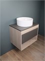 Тумба подвесная с раковиной для ванной 65 см Teymi Ritta корпус дуб фасад графит раковина Lina D41 F03368 1211591