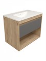 Тумба подвесная с раковиной для ванной 75 см Teymi Vitra корпус дуб фасад графит раковина Ritta 75 F16014 1224833