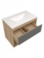 Тумба подвесная с раковиной для ванной 75 см Teymi Vitra корпус дуб фасад графит раковина Ritta 75 F16014 1224833