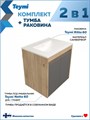 Тумба подвесная с раковиной для ванной 60 см Teymi Netta корпус дуб фасад графит раковина Ritta 60 F16020 1224839