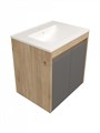 Тумба подвесная с раковиной для ванной 60 см Teymi Netta корпус дуб фасад графит раковина Ritta 60 F16020 1224839