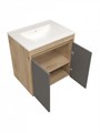 Тумба подвесная с раковиной для ванной 60 см Teymi Netta корпус дуб фасад графит раковина Ritta 60 F16020 1224839