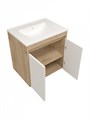 Тумба подвесная с раковиной для ванной 60 см Teymi Netta корпус дуб фасад белый раковина Ritta 60 F16019 1224838