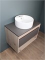 Тумба подвесная с раковиной для ванной 75 см Teymi Ritta корпус дуб фасад графит раковина Lina S D40 F03416 1211639