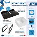 Столешница керамогранитная 80 см черный мрамор с раковиной Teymi Helmi Mini 24 кронштейны 2 шт. черные в комплекте F14373 1222939