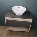 Тумба подвесная с раковиной для ванной 75 см Teymi Ritta корпус дуб фасад графит раковина Lina kuppi D40 F03410 1211633