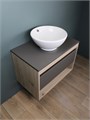 Тумба подвесная с раковиной для ванной 75 см Teymi Ritta корпус дуб фасад графит раковина Lina kuppi D40 F03410 1211633