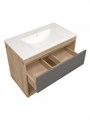 Тумба подвесная с раковиной для ванной 80 см Teymi Vitra корпус дуб фасад графит раковина Ritta 80 F16016 1224835