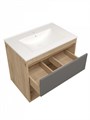 Тумба подвесная с раковиной для ванной 70 см Teymi Vitra корпус дуб фасад графит раковина Ritta 70 F16012 1224831