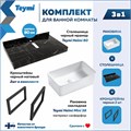 Столешница керамогранитная 80 см черный мрамор с раковиной Teymi Helmi Mini 38 кронштейны 2 шт. черные в комплекте F14374 1222940
