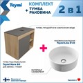 Тумба подвесная с раковиной для ванной 80 см Teymi Nura корпус дуб фасад графит раковина Lina D41 F13218 1221744