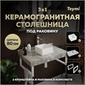 Столешница керамогранитная 80 см серый мрамор с раковиной Teymi Helmi Mini 24 кронштейны 2 шт. белые в комплекте F14123 1222689