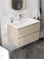 Тумба подвесная с раковиной для ванной 80 см Laina дуб светлый раковина Ritta 80 F16036 1224855
