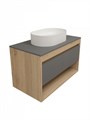 Тумба подвесная с раковиной для ванной 85 см Teymi Ritta корпус дуб фасад графит раковина Martta 50 F15076 1223674
