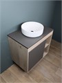 Тумба подвесная с раковиной для ванной 80 см Teymi Nura корпус дуб фасад графит раковина Lina D35 F13226 1221752