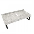 Столешница керамогранитная 100 см серый мрамор с раковиной Teymi Lina kuppi D40 кронштейны 2 шт. черные в комплекте F14305 1222871
