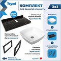 Столешница керамогранитная 90 см черный мрамор с раковиной Teymi Kati 43 кронштейны 2 шт. черные в комплекте F14407 1222973