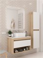 Тумба подвесная с раковиной для ванной 75 см Teymi Ritta корпус дуб фасад белый раковина Helmi Mini 40 F15065 1223663