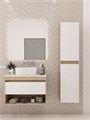 Тумба подвесная с раковиной для ванной 75 см Teymi Ritta корпус дуб фасад белый раковина Helmi Mini 40 F15065 1223663