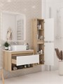 Тумба подвесная с раковиной для ванной 75 см Teymi Ritta корпус дуб фасад белый раковина Helmi Mini 40 F15065 1223663