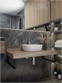 Столешница керамогранитная 100 см дуб кашмир с раковиной Teymi Solli 40 кронштейны 2 шт. черные в комплекте F15705 1224307
