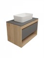 Тумба подвесная с раковиной для ванной 75 см Teymi Ritta корпус дуб фасад графит раковина Helmi Mini 48 F15050 1223648
