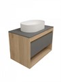 Тумба подвесная с раковиной для ванной 75 см Teymi Ritta корпус дуб фасад графит раковина Martta 50 F15074 1223672
