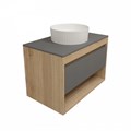Тумба подвесная с раковиной для ванной 75 см Teymi Ritta корпус дуб фасад графит раковина Martta D36 F15082 1223680
