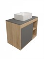 Тумба подвесная с раковиной для ванной 80 см Teymi Nura корпус дуб фасад графит раковина Helmi Mini 41 F15122 1223720