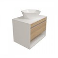 Тумба подвесная с раковиной для ванной 65 см Teymi Ritta корпус белый фасад дуб раковина Diamond 48 F15290 1223888