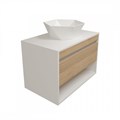Тумба подвесная с раковиной для ванной 75 см Teymi Ritta корпус белый фасад дуб раковина Diamond 48 F15291 1223889