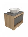 Тумба подвесная с раковиной для ванной 65 см Teymi Ritta корпус дуб фасад графит раковина Diamond 48 F15056 1223654