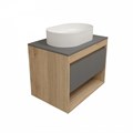Тумба подвесная с раковиной для ванной 65 см Teymi Ritta корпус дуб фасад графит раковина Martta 50 F15072 1223670