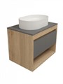 Тумба подвесная с раковиной для ванной 65 см Teymi Ritta корпус дуб фасад графит раковина Martta 50 F15072 1223670