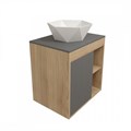 Тумба подвесная с раковиной для ванной 60 см Teymi Nura корпус дуб фасад графит раковина Diamond 48 F15136 1223734
