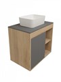 Тумба подвесная с раковиной для ванной 70 см Teymi Nura корпус дуб фасад графит раковина Helmi Mini 40 F15144 1223742
